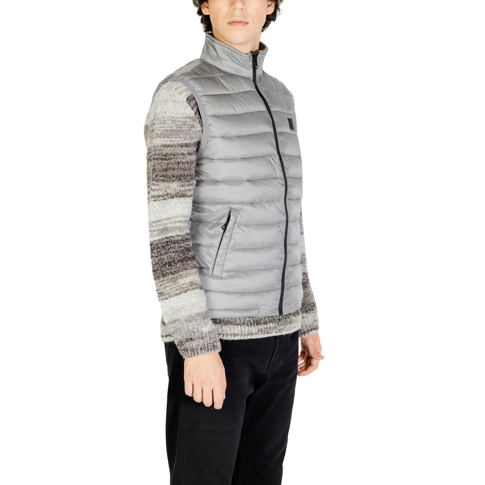Gianni Lupo Ärmellose Jacke aus grauem Polyamid