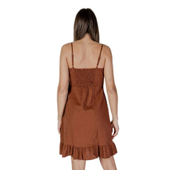 B.Young Braunes Leinen-Midikleid