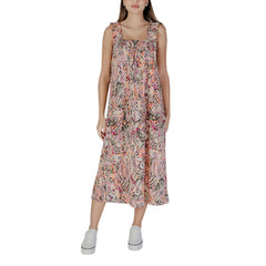 B.Young Mehrfarbiges langes Baumwollkleid