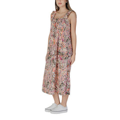 B.Young Mehrfarbiges langes Baumwollkleid