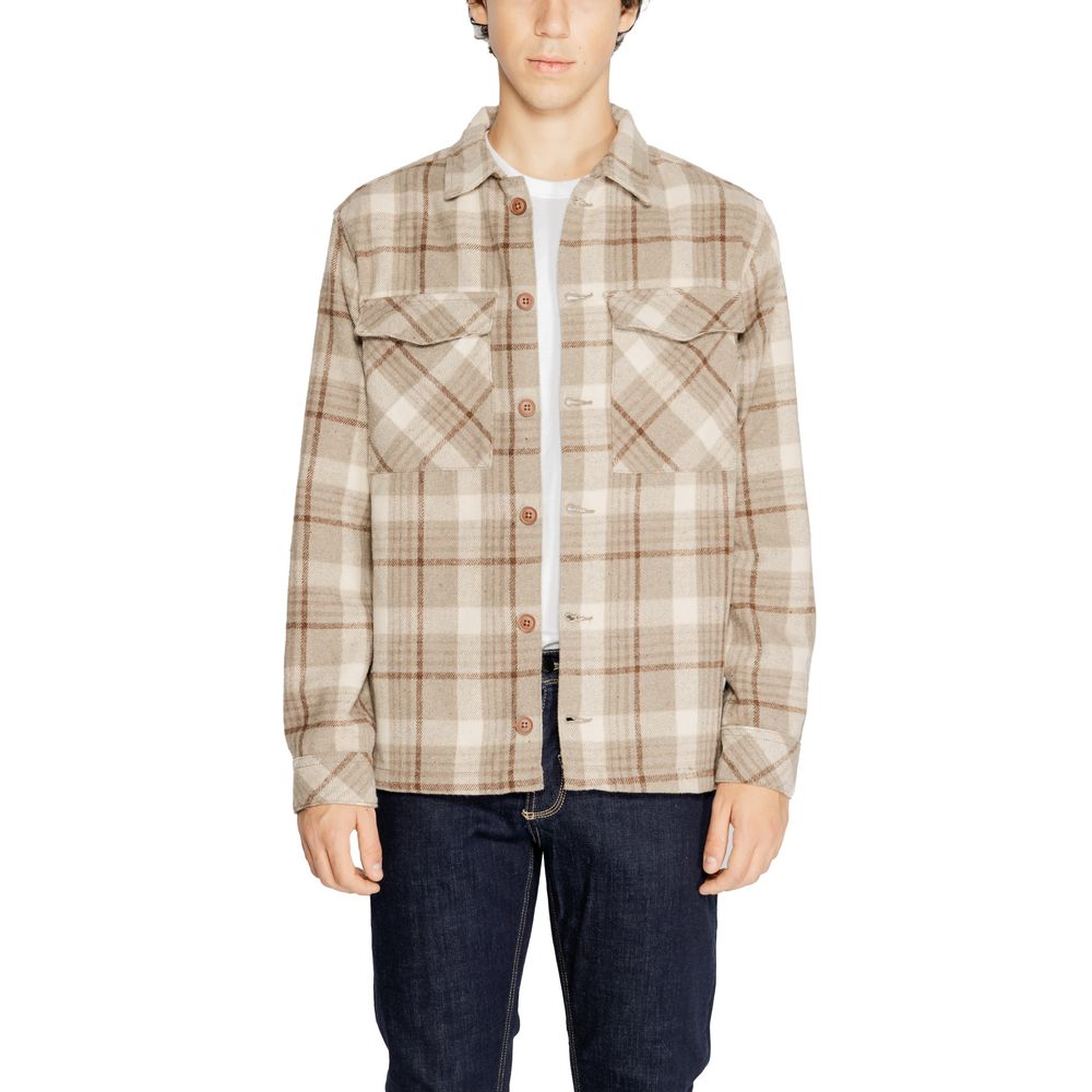 Hamaki-Ho Beige Polyester Pattern Shirt