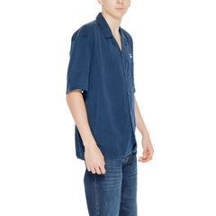 Tommy Hilfiger Jeans Blauw Lyocell Korte Mouwen Overhemd