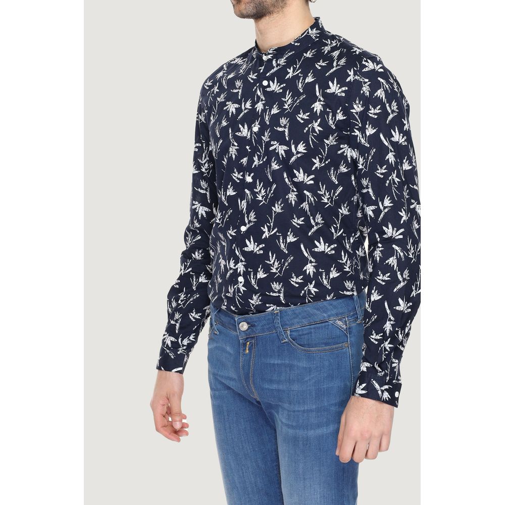 Antony Morato Blaues Hemd aus Baumwolle mit Muster
