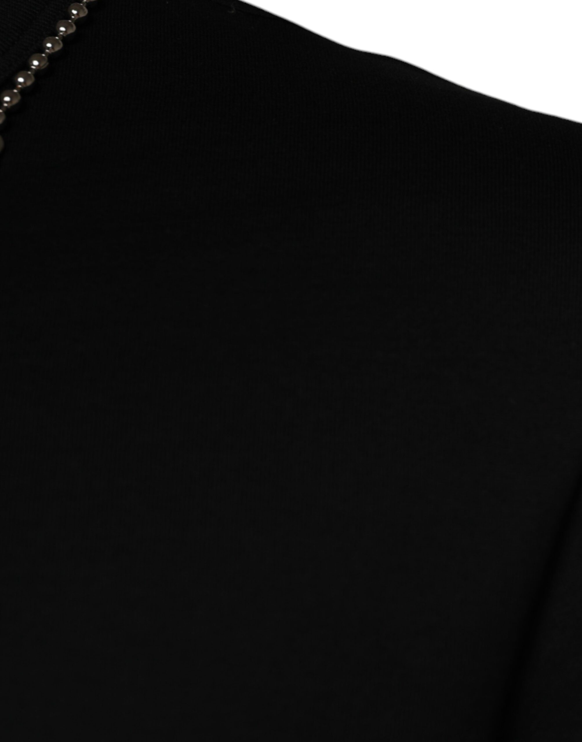 Dolce & Gabbana Schwarzes T-Shirt aus Baumwolle mit bestickter Halskette
