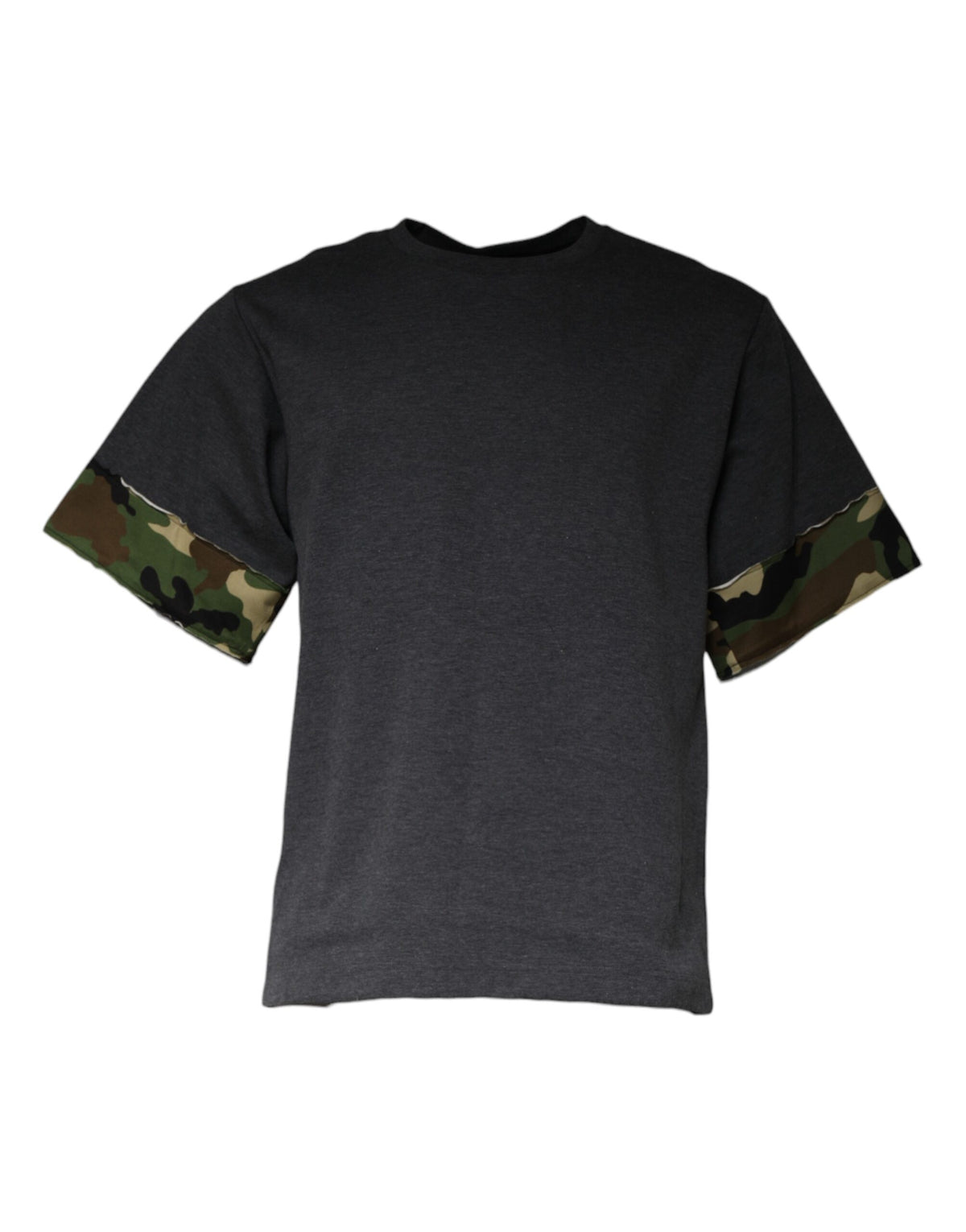 Dolce & Gabbana Dunkelgraues Camouflage-Rundhals-T-Shirt