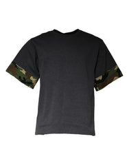 Dolce & Gabbana Dunkelgraues Camouflage-Rundhals-T-Shirt