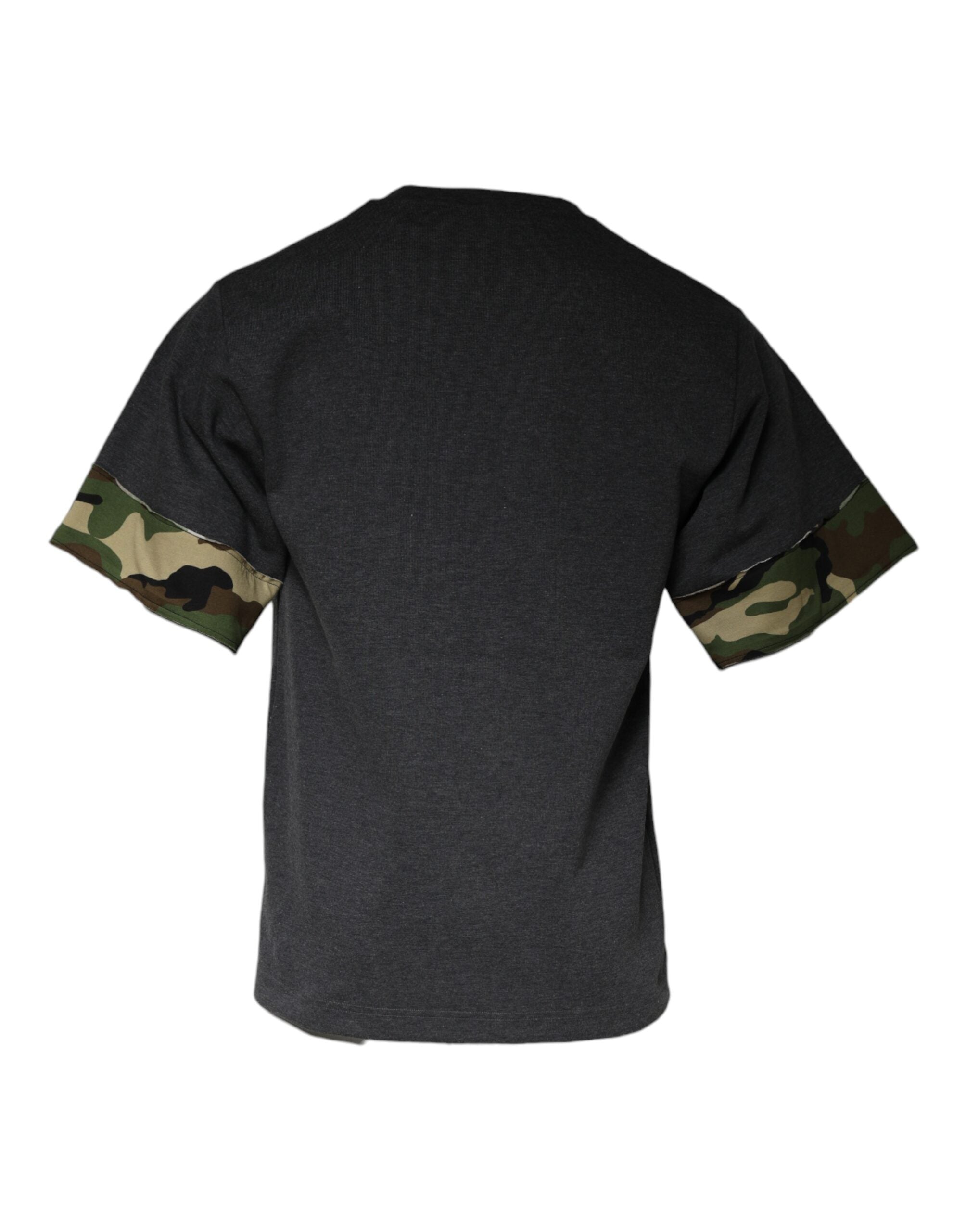 Dolce & Gabbana Dunkelgraues Camouflage-Rundhals-T-Shirt
