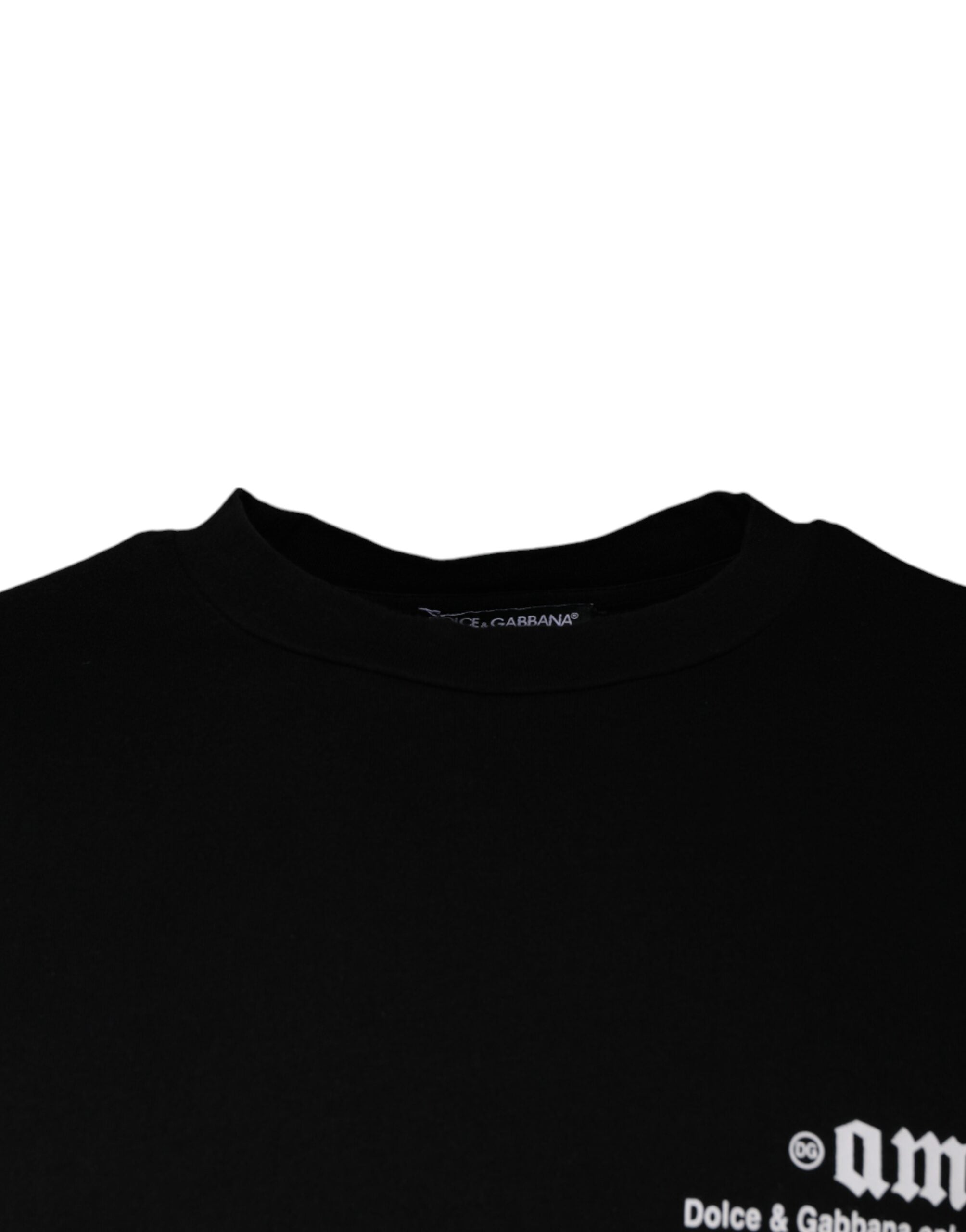 Dolce & Gabbana Schwarzes T-Shirt aus Baumwolle mit Amore-Print und Rundhalsausschnitt