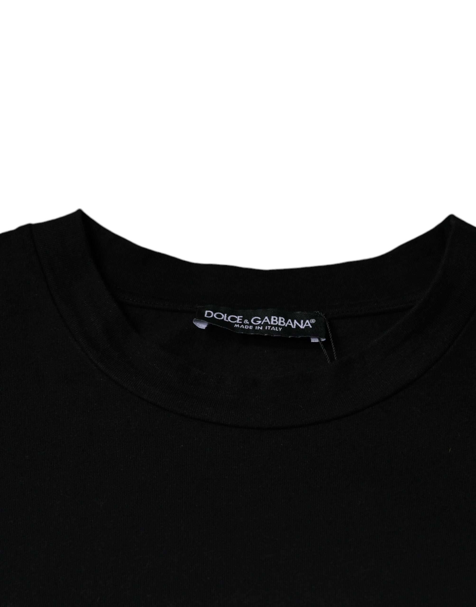 Dolce & Gabbana Schwarzes T-Shirt aus Baumwolle mit Amore-Print und Rundhalsausschnitt