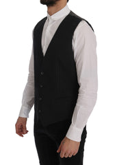 Dolce & Gabbana Grijs STAFF Katoenen Gestreepte Gilet