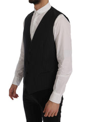 Dolce & Gabbana Grijs STAFF Katoenen Gestreepte Gilet