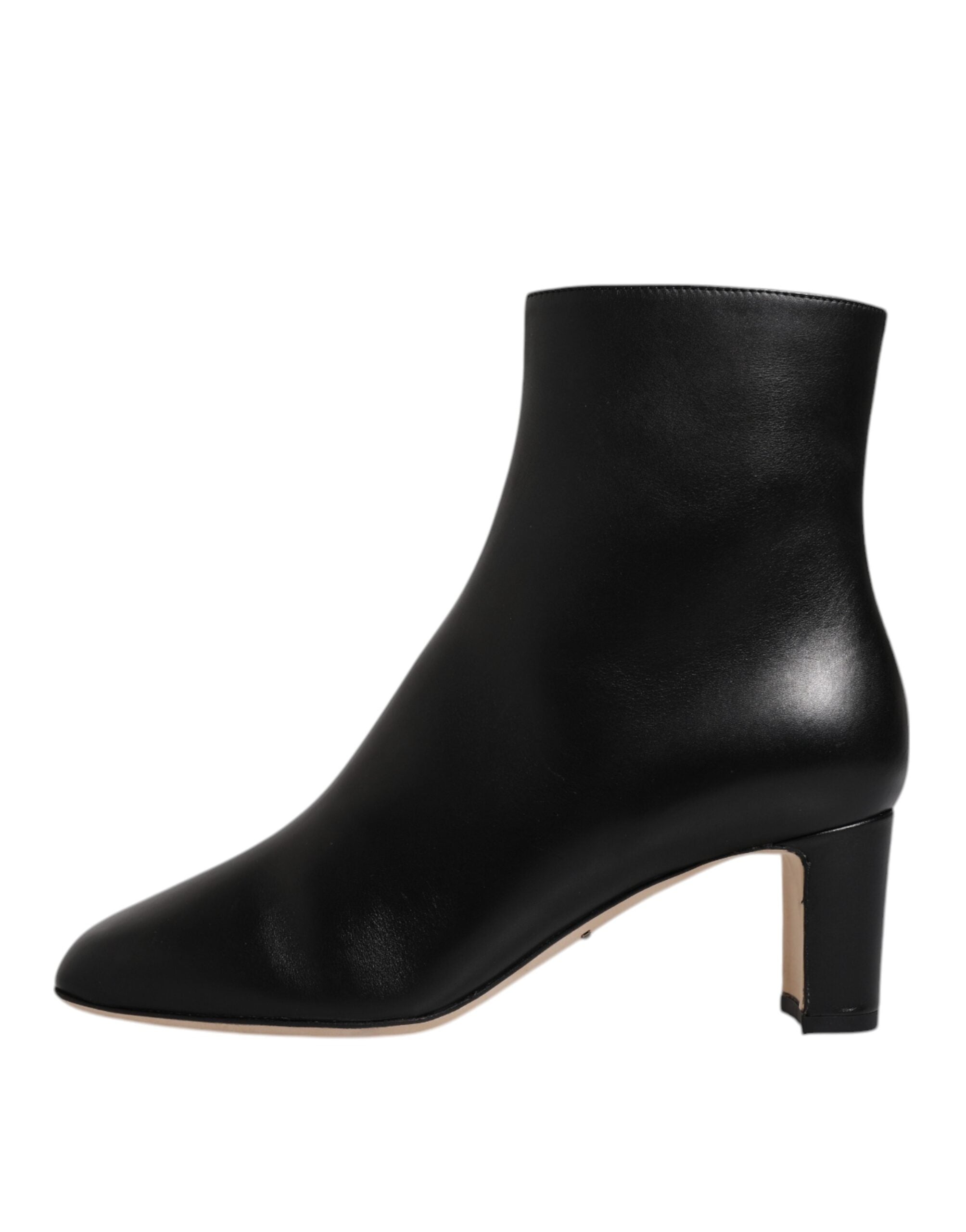 Dolce &amp; Gabbana – Schwarze Jackie-Stiefel aus Leder mit halbhoher Wadenhöhe