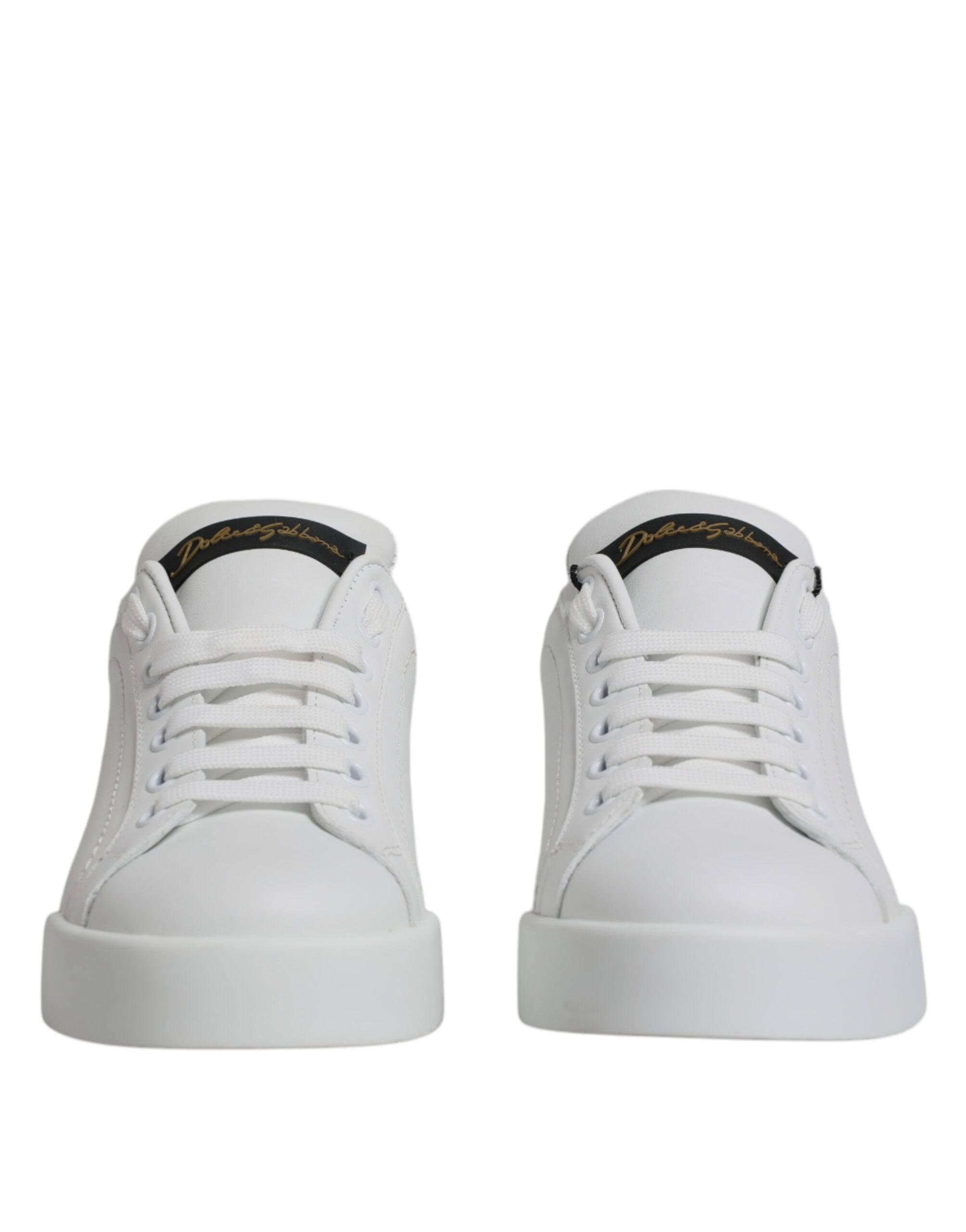 Dolce &amp; Gabbana Klassische Low-Top-Sneakers aus weißem Leder