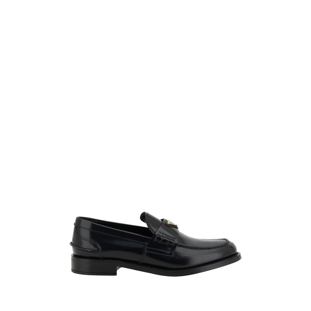 Prada Loafer aus schwarzem Leder mit Logo