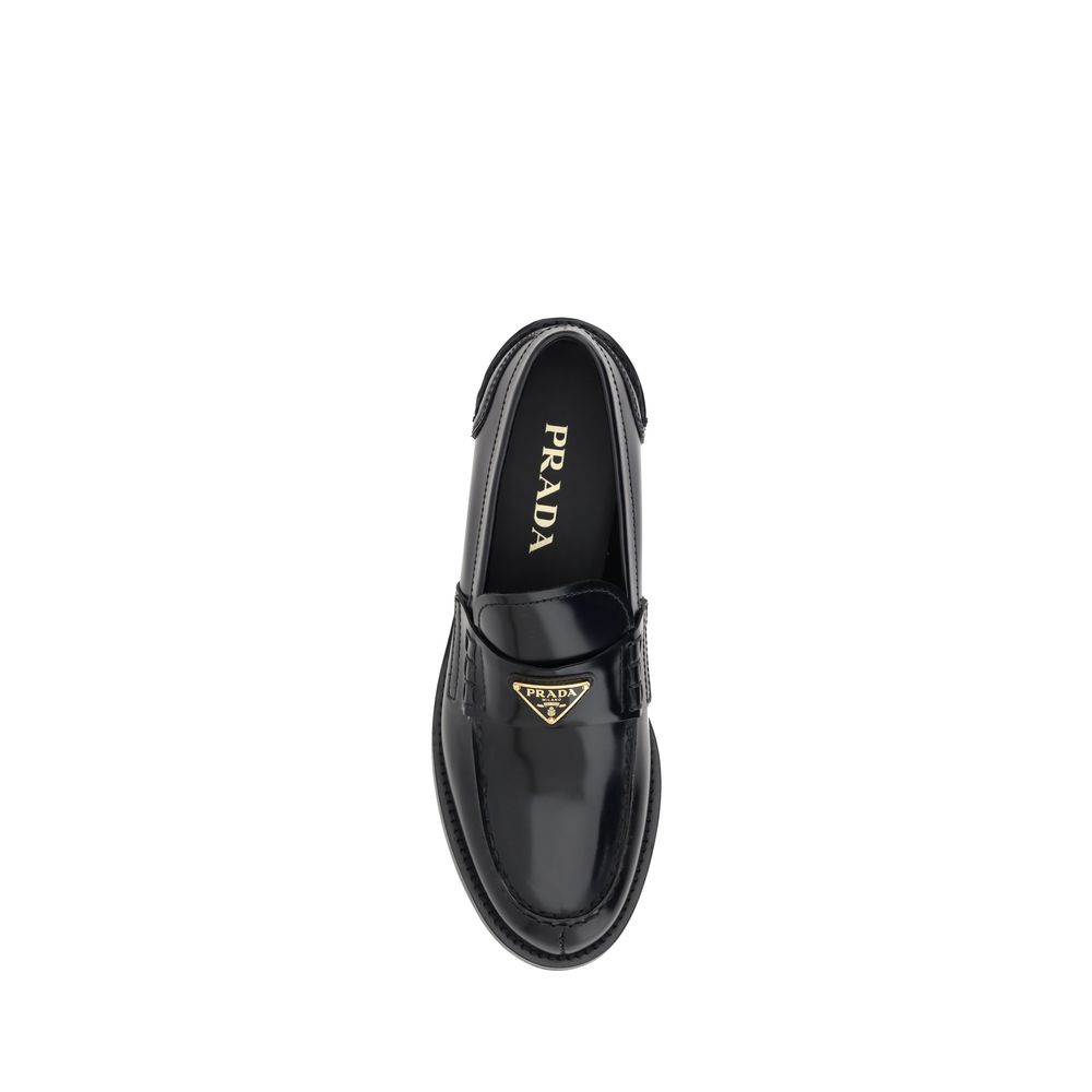 Prada Loafer aus schwarzem Leder mit Logo