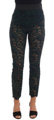 Dolce & Gabbana Grüne Leggings aus Blumenspitze