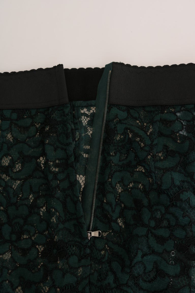 Dolce & Gabbana Grüne Leggings aus Blumenspitze