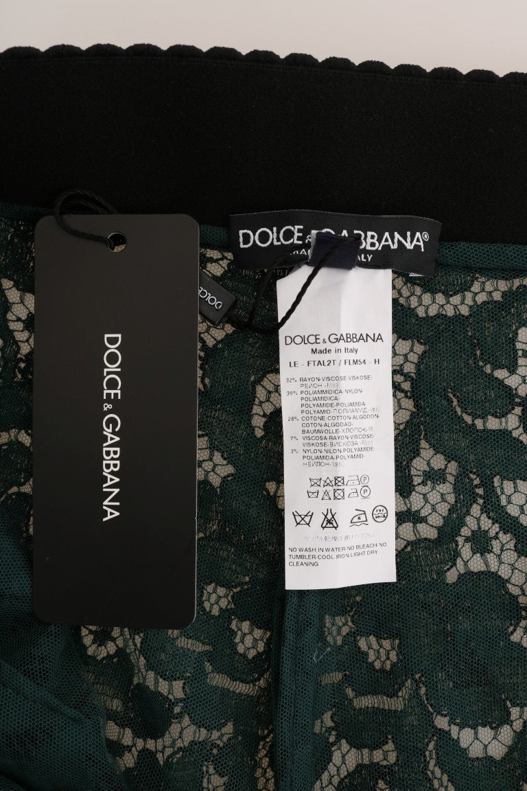 Dolce & Gabbana Grüne Leggings aus Blumenspitze