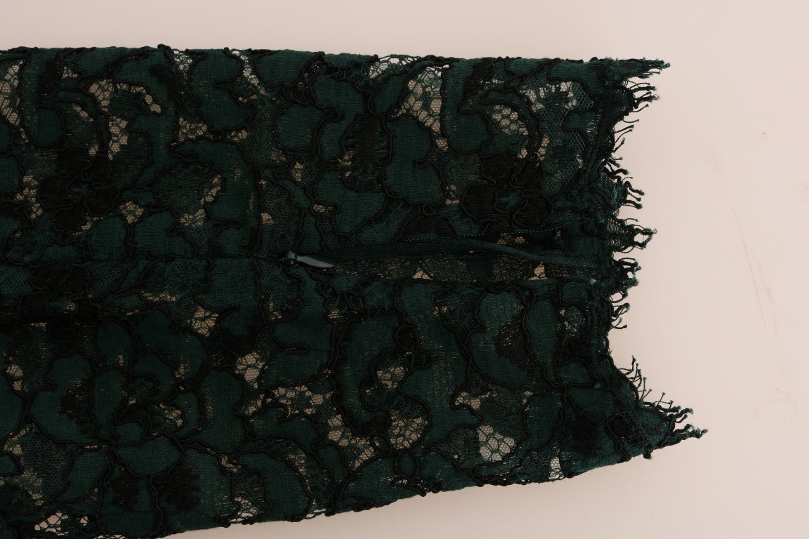 Dolce & Gabbana Grüne Leggings aus Blumenspitze