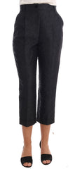 Dolce & Gabbana Zwarte Gebloemde Brokaat Capri Broek
