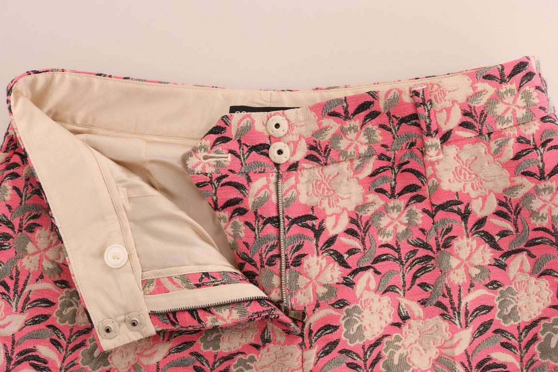 Dolce & Gabbana Pinke florale Brokat Caprihose