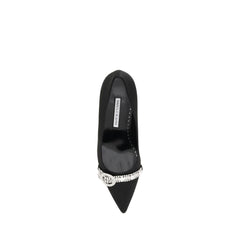 Manolo Blahnik Black Asapump Satin Pumps