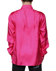 Dolce &amp; Gabbana Herrenhemd mit Button-Down-Kragen aus Seide in Rosa