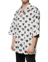Dolce & Gabbana White Heart Print Short Sleeve Casual Shirt