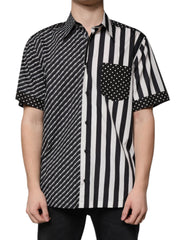 Dolce & Gabbana Zwart-Wit Gestreepte Casual Overhemd met Knopen