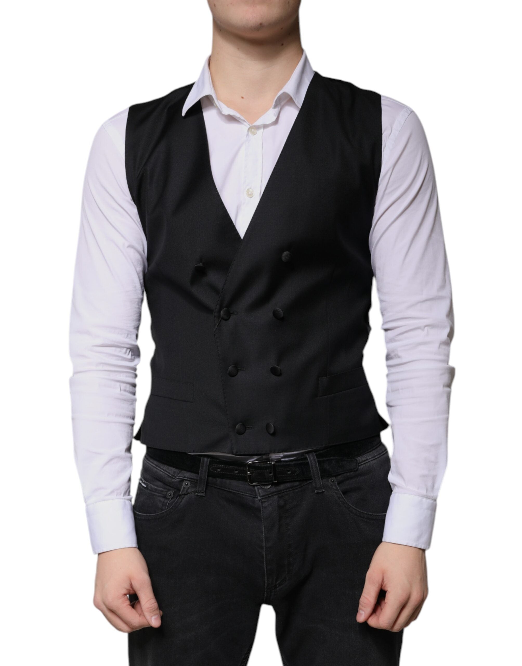 Dolce & Gabbana Schwarze Herren-Weste aus Wolle für festliche Anlässe