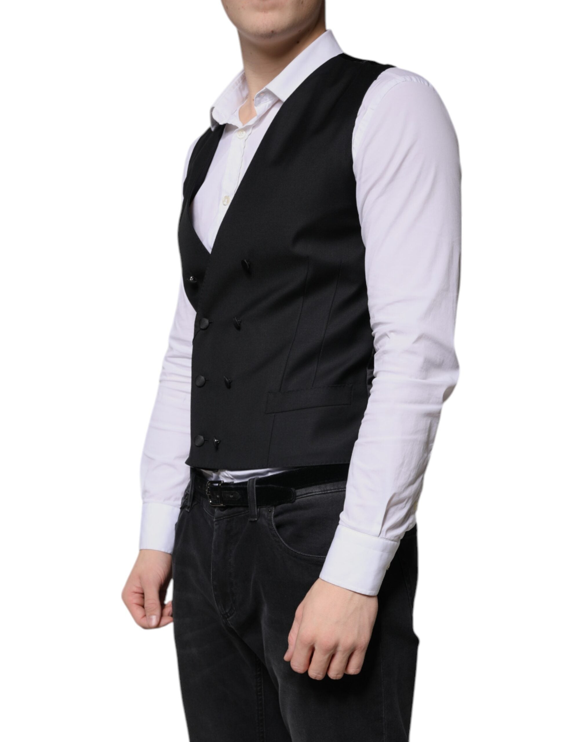 Dolce & Gabbana Schwarze Herren-Weste aus Wolle für festliche Anlässe