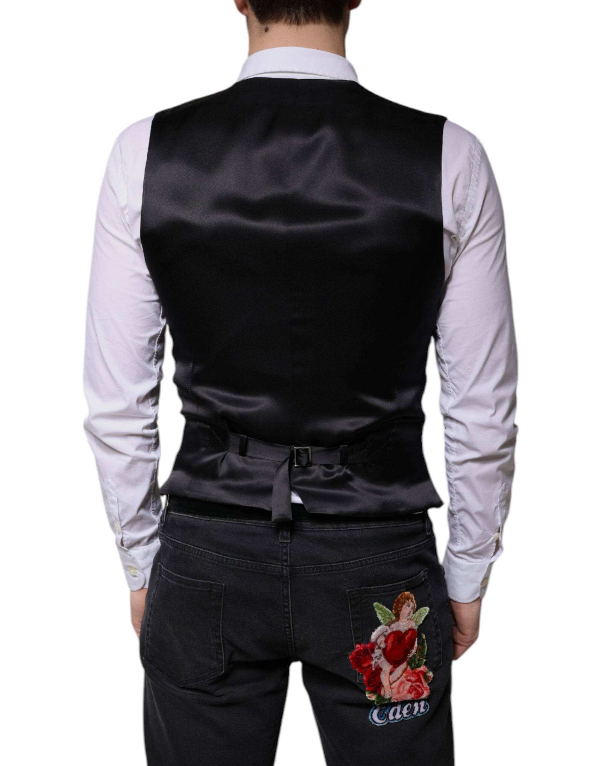 Dolce & Gabbana Schwarze Herren-Weste aus Wolle für festliche Anlässe