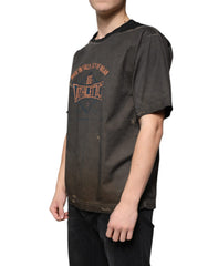 Dolce & Gabbana Braunes T-Shirt aus Baumwolle mit grafischem Print und Rundhalsausschnitt