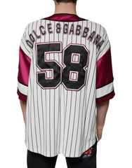 Dolce & Gabbana Meerkleurig Logo Jersey T-shirt met V-hals en Knopen