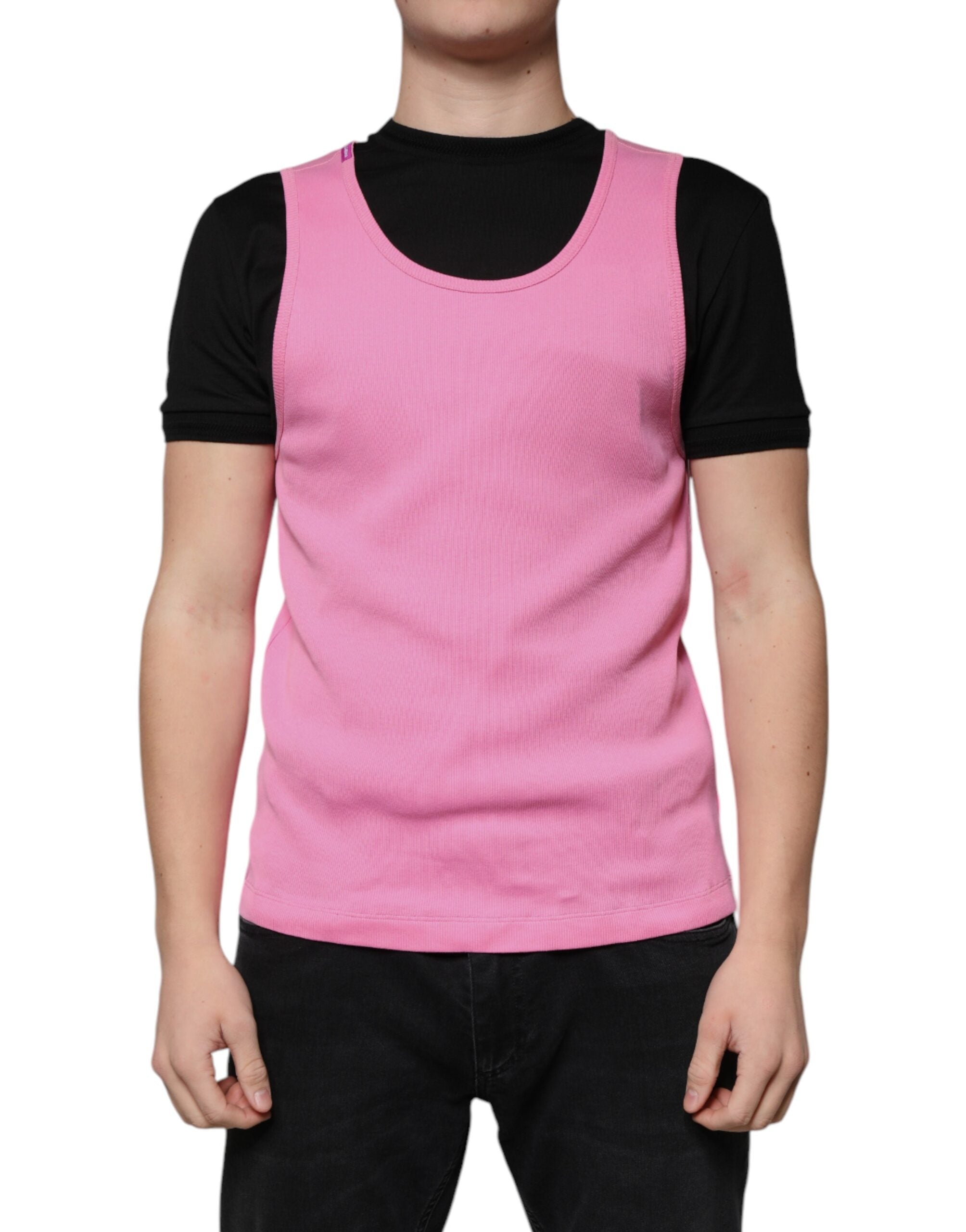 Dolce & Gabbana Rosa Baumwolle Rundhals Ärmelloses T-Shirt