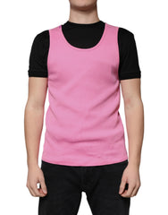 Dolce & Gabbana Rosa Baumwolle Rundhals Ärmelloses T-Shirt
