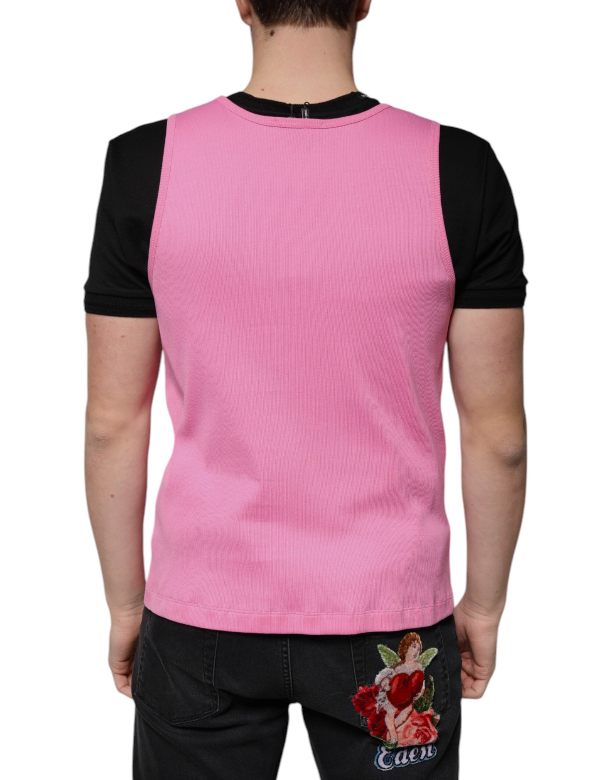 Dolce & Gabbana Rosa Baumwolle Rundhals Ärmelloses T-Shirt