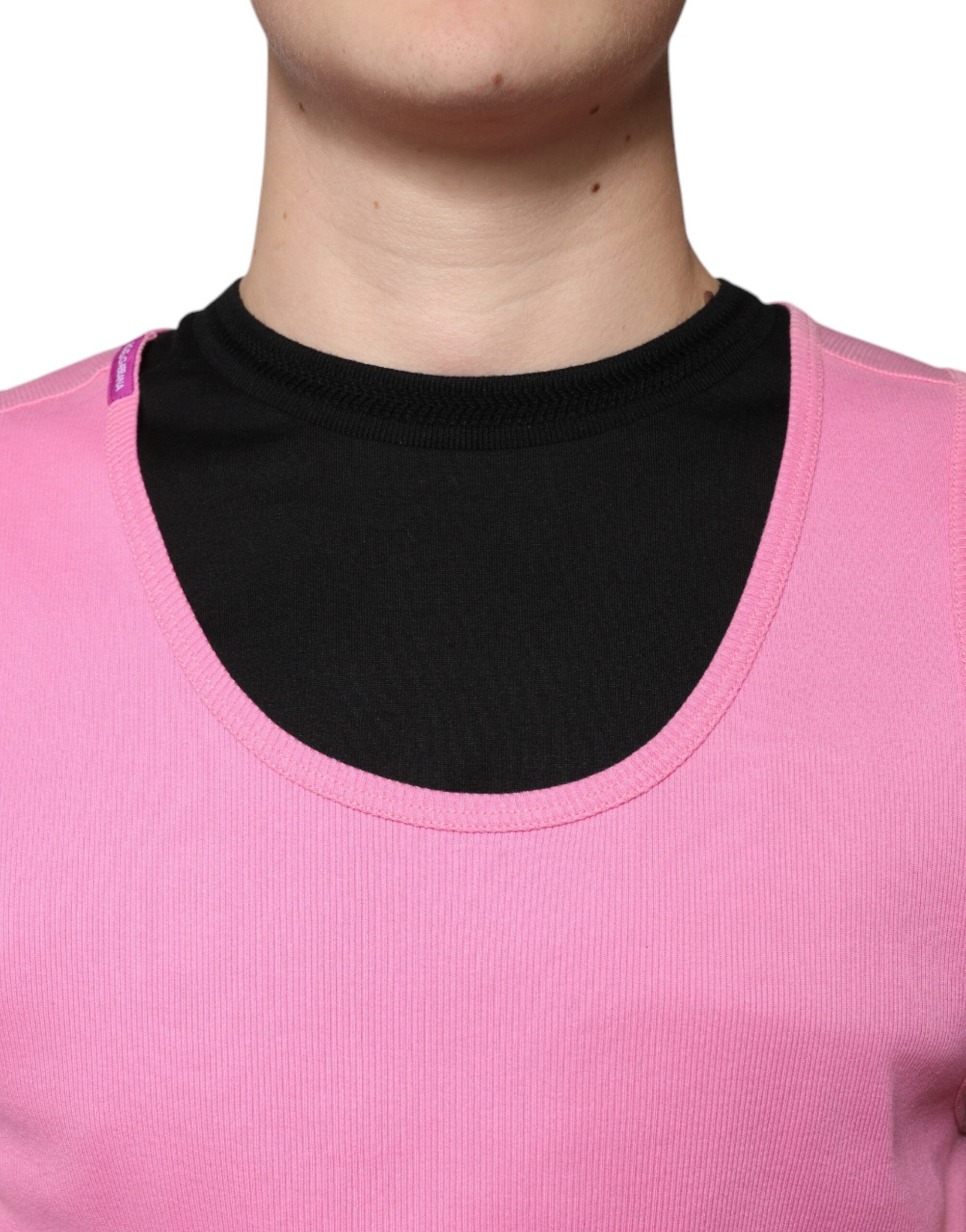 Dolce & Gabbana Rosa Baumwolle Rundhals Ärmelloses T-Shirt