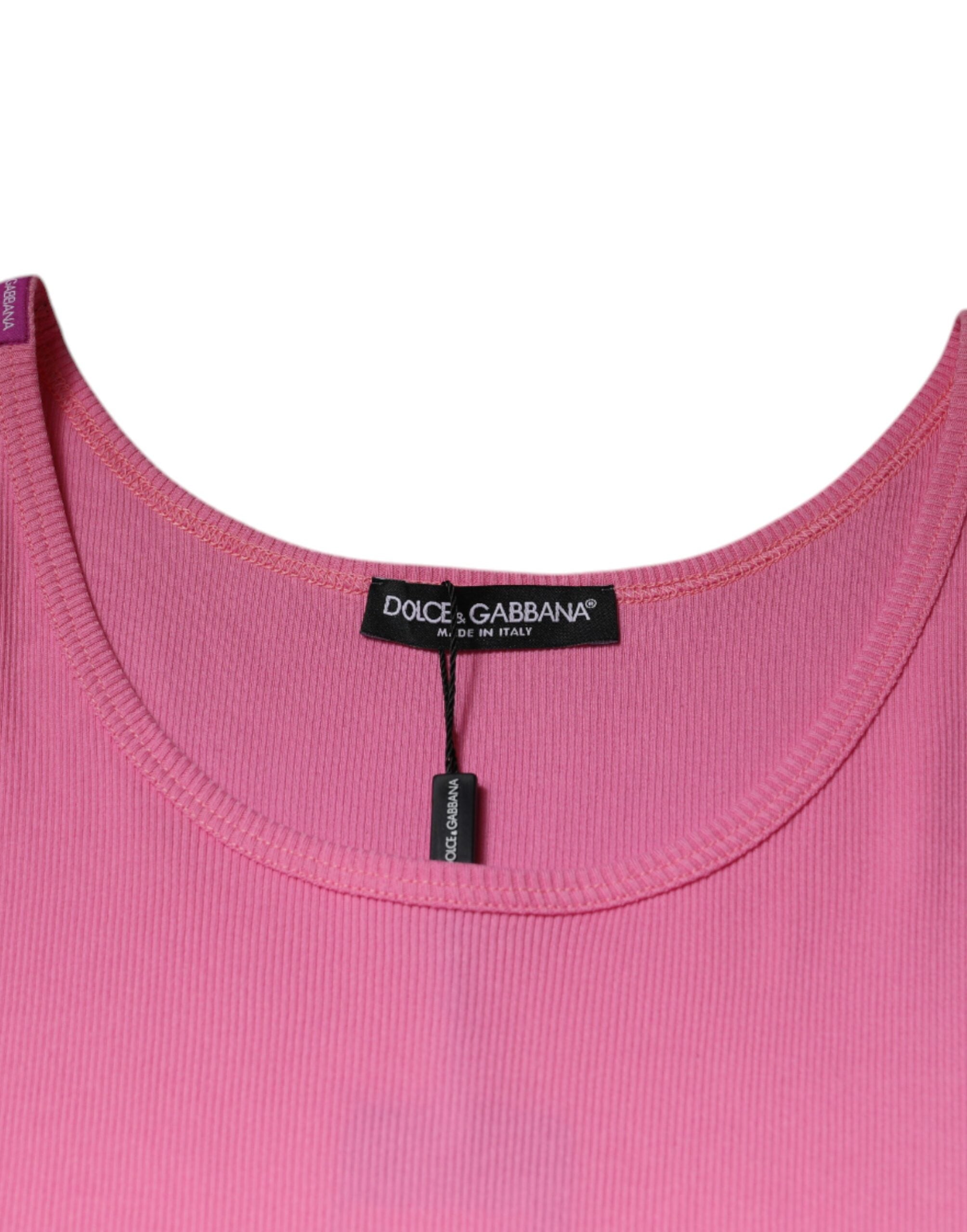 Dolce & Gabbana Rosa Baumwolle Rundhals Ärmelloses T-Shirt