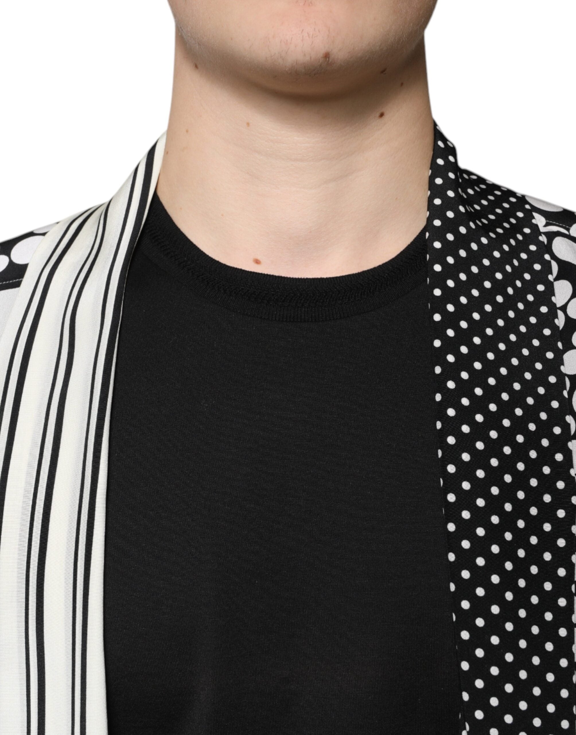 Dolce &amp; Gabbana Schwarz-Weiß Polka Dots Seide Herren Freizeithemd