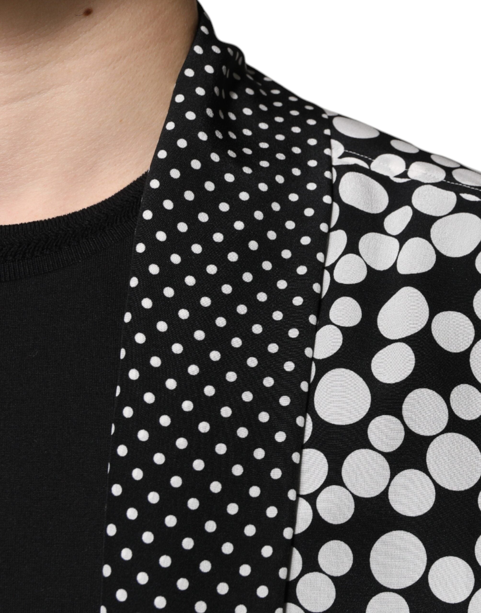 Dolce &amp; Gabbana Schwarz-Weiß Polka Dots Seide Herren Freizeithemd
