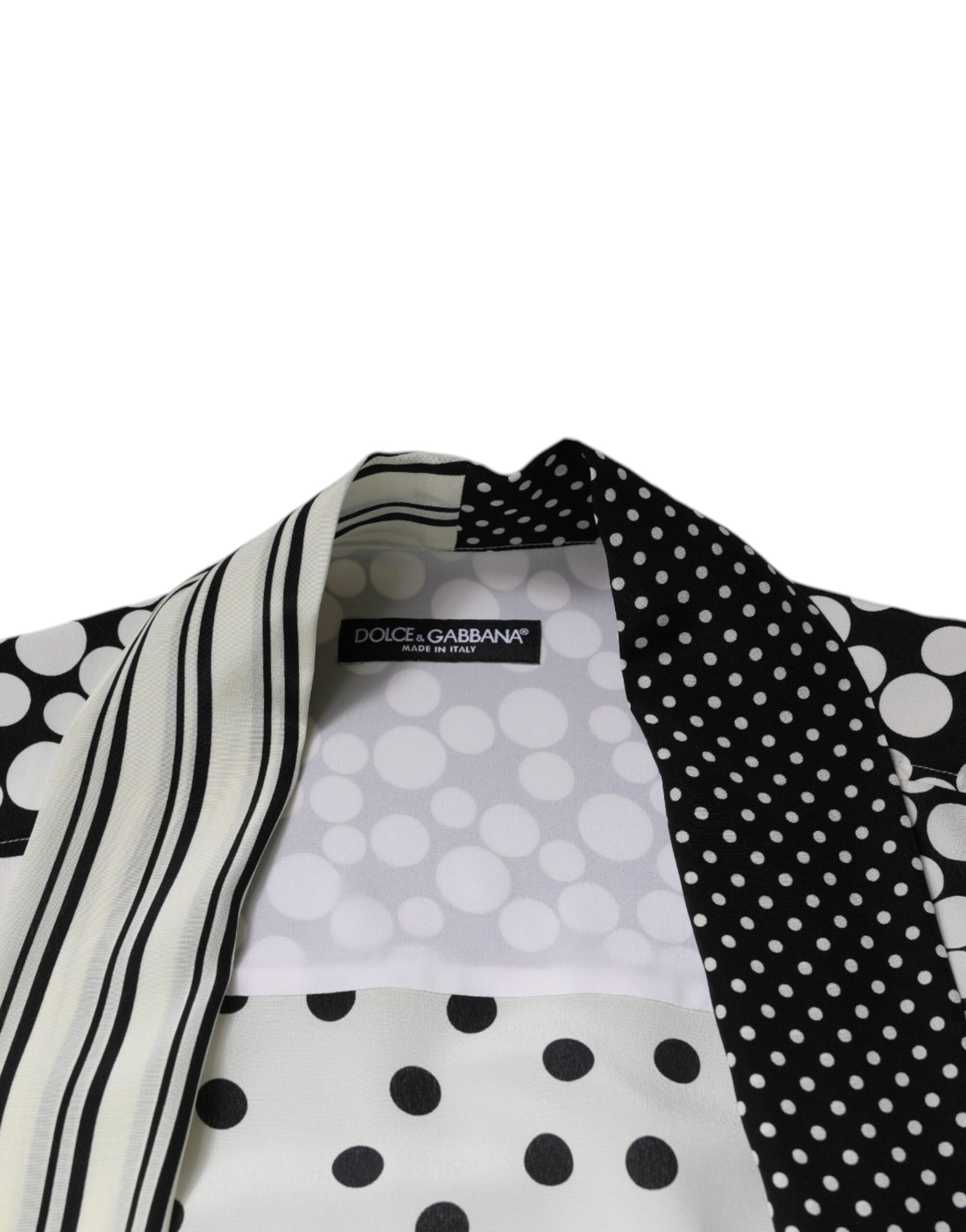 Dolce &amp; Gabbana Schwarz-Weiß Polka Dots Seide Herren Freizeithemd