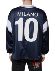 Dolce & Gabbana Blauw Wit Milano T-shirt Lange Mouwen