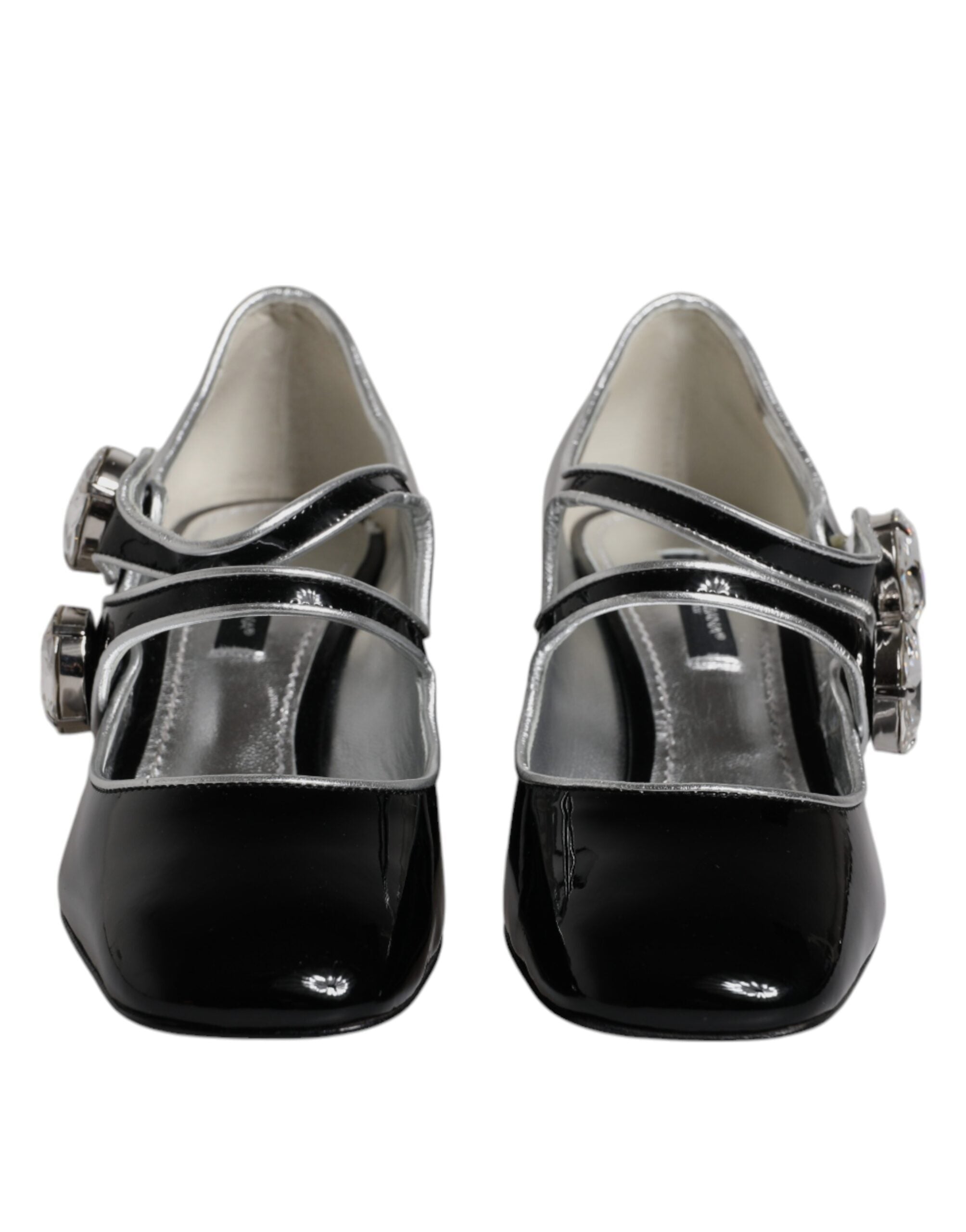 Dolce & Gabbana Schwarze Lackleder Kristall Mary Jane Pumps Schuhe