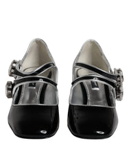 Dolce & Gabbana Schwarze Lackleder Kristall Mary Jane Pumps Schuhe