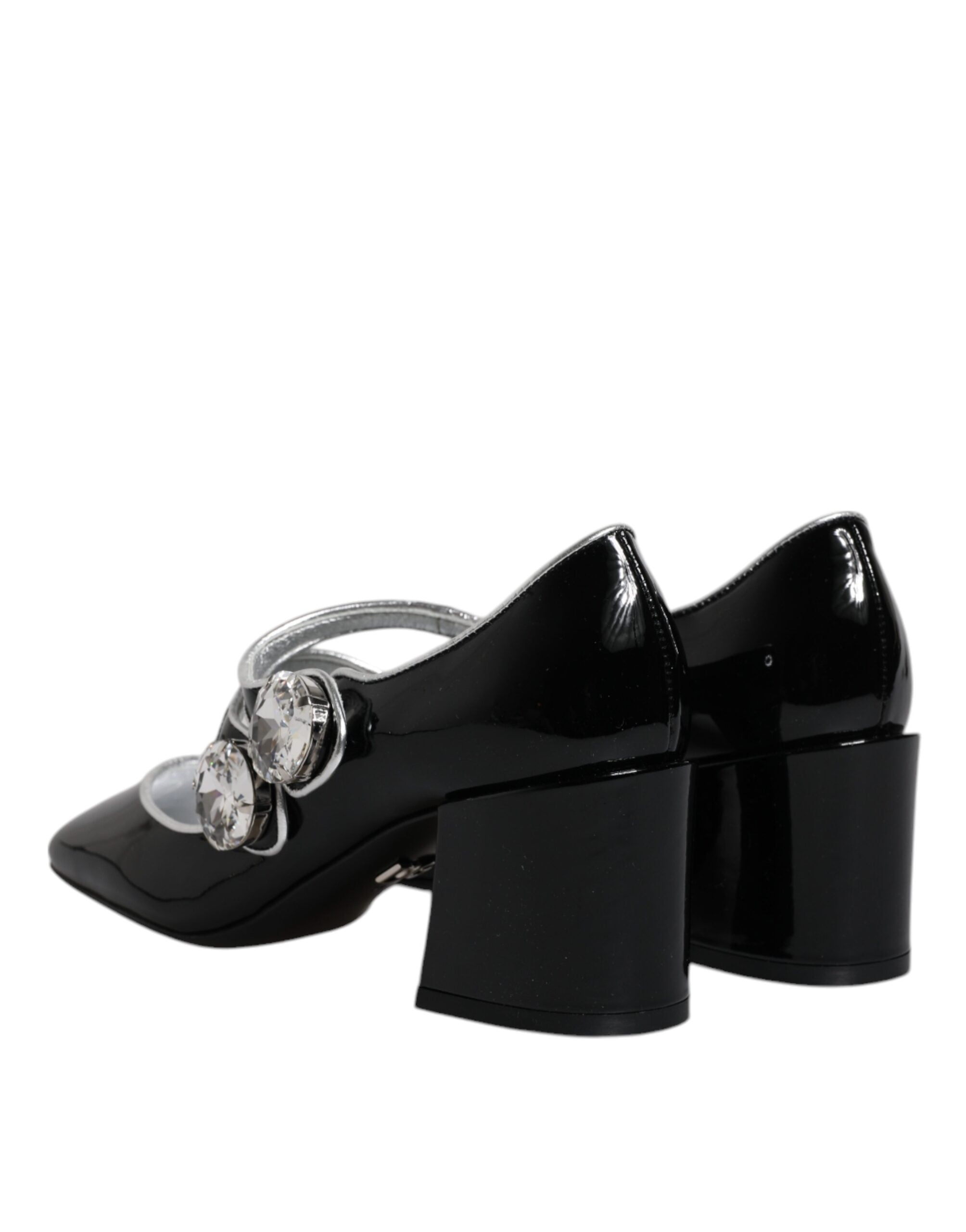 Dolce & Gabbana Schwarze Lackleder Kristall Mary Jane Pumps Schuhe