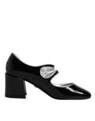 Dolce & Gabbana Schwarze Lackleder Kristall Mary Jane Pumps Schuhe