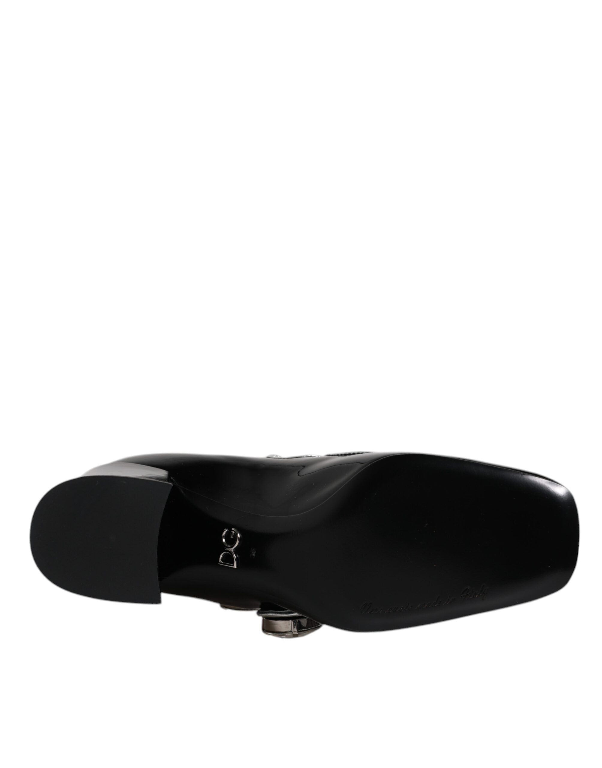 Dolce & Gabbana Schwarze Lackleder Kristall Mary Jane Pumps Schuhe