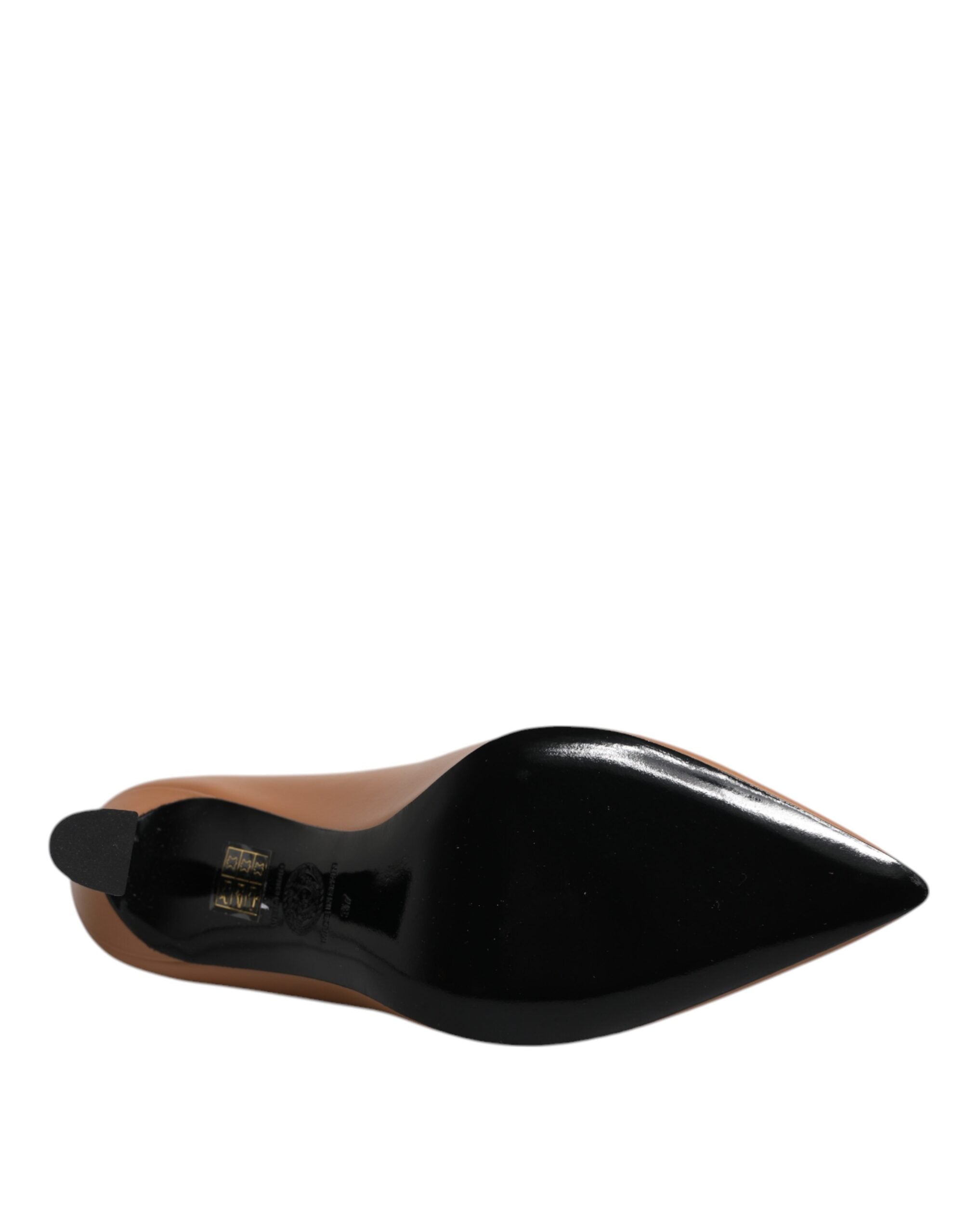 Versace Braune Leder-Pumps mit Logo-Plakette