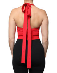 Dolce & Gabbana rotes ärmelloses Neckholder-Cropped-Tanktop aus Viskose